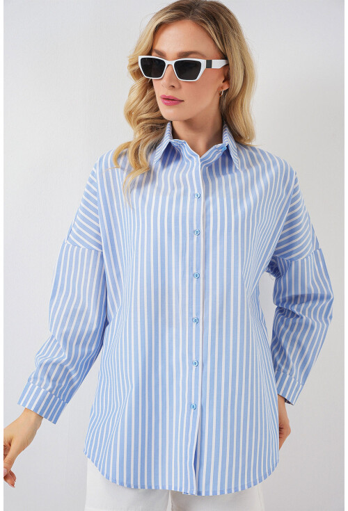 3900 Oversize Uzun Basic Gömlek
