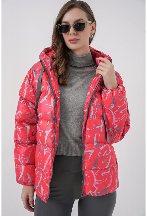 5125 Desenli Şişme Mont