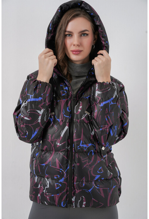 5125 Patterned Puffer Coat