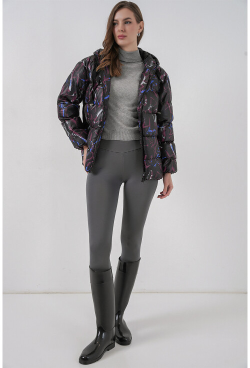 5125 Patterned Puffer Coat