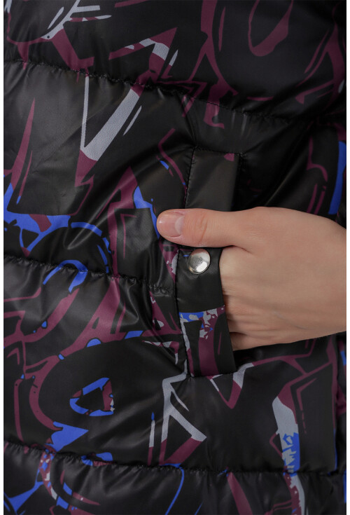 5125 Patterned Puffer Coat