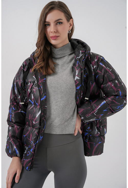 5125 Patterned Puffer Coat