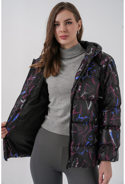 5125 Patterned Puffer Coat