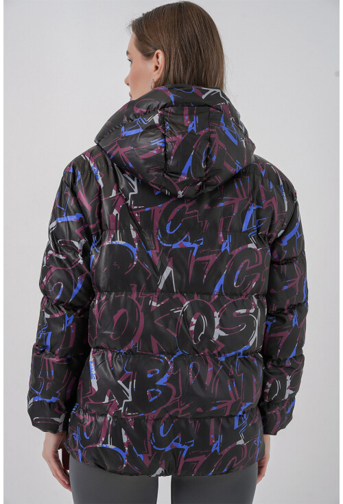 5125 Patterned Puffer Coat