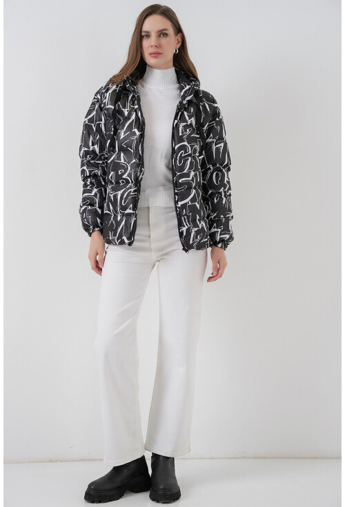 5125 Desenli Şişme Mont