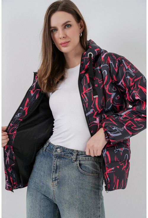 5125 Patterned Puffer Coat