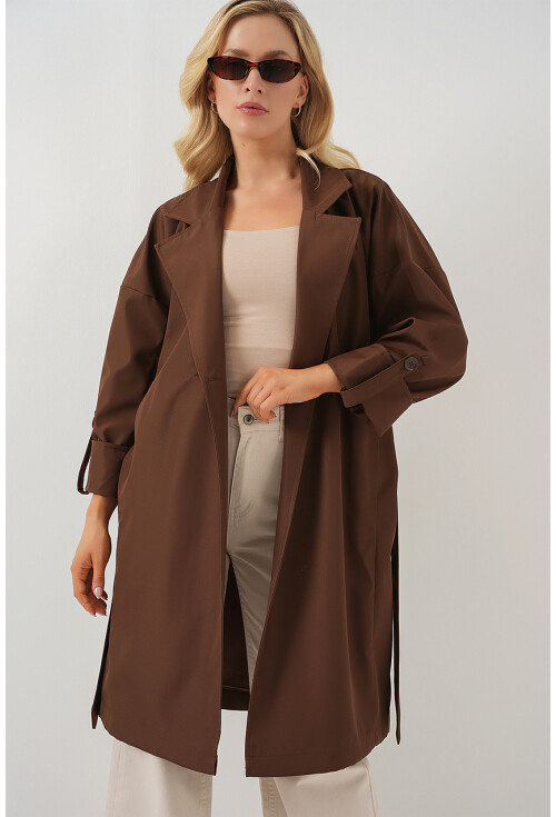 9104 Lined Double-Breasted Trench Coat