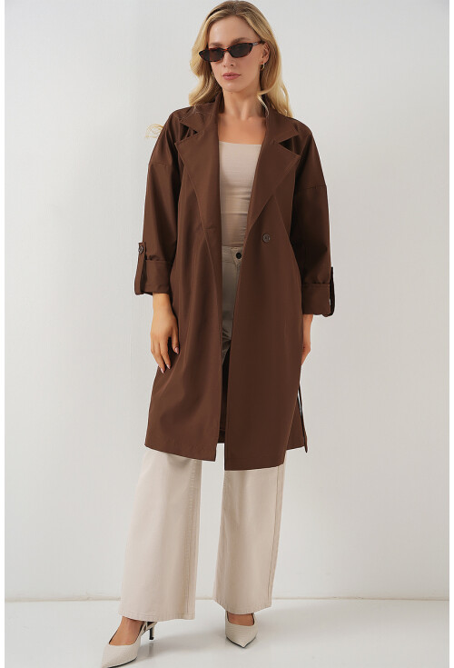 9104 Lined Double-Breasted Trench Coat