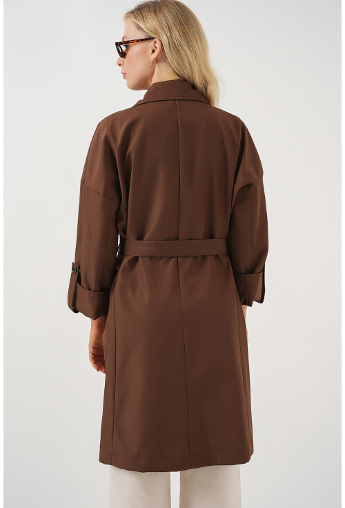 9104 Lined Double-Breasted Trench Coat