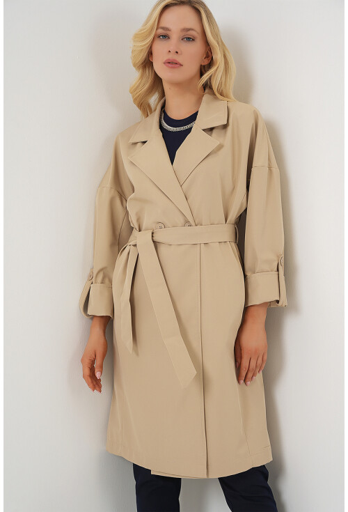 9104 Lined Double-Breasted Trench Coat