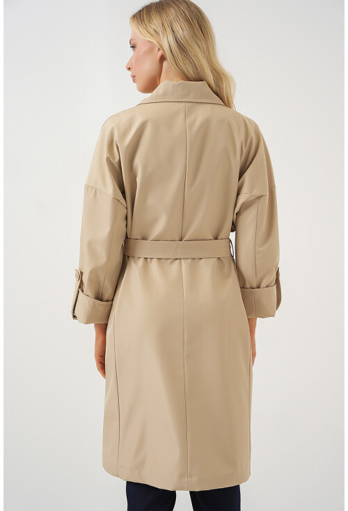9104 Lined Double-Breasted Trench Coat