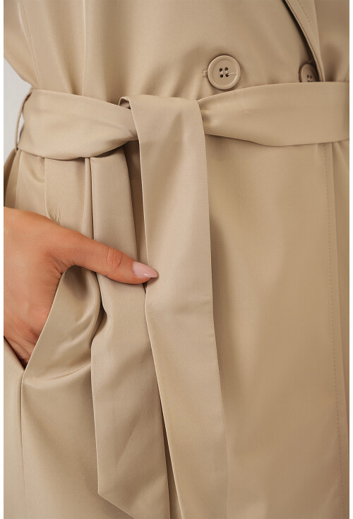 9104 Lined Double-Breasted Trench Coat