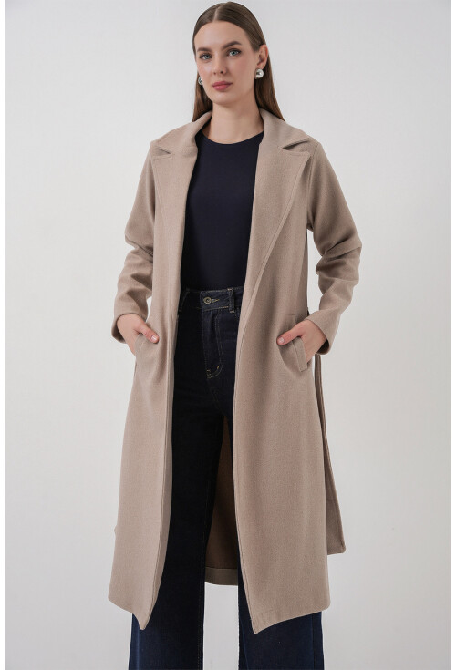 9118 Kruvaze Yaka Kaşe Kaban