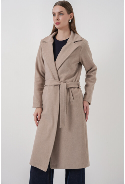 9118 Kruvaze Yaka Kaşe Kaban