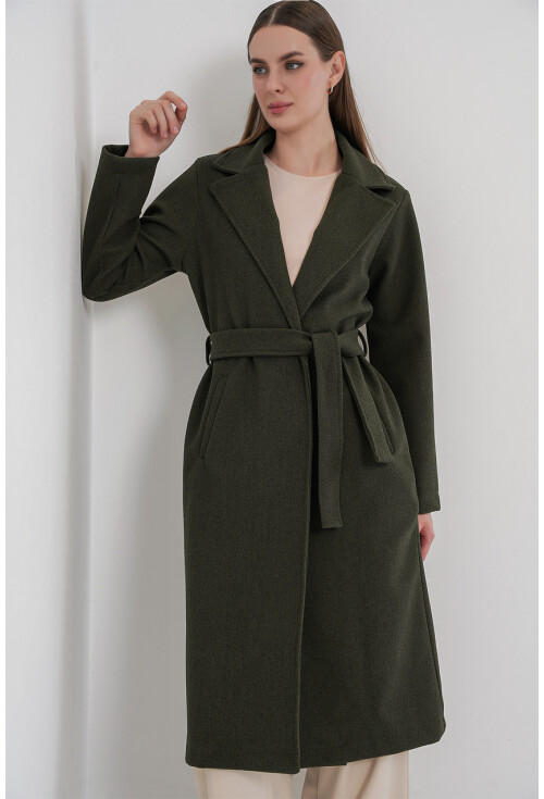 9118 Kruvaze Yaka Kaşe Kaban