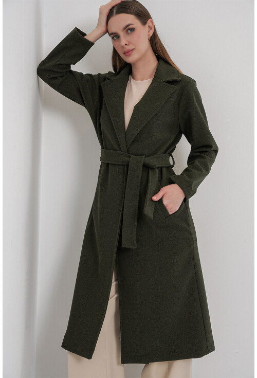 9118 Kruvaze Yaka Kaşe Kaban