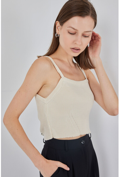 Kadın Askılı Crop Top Bluz 15934