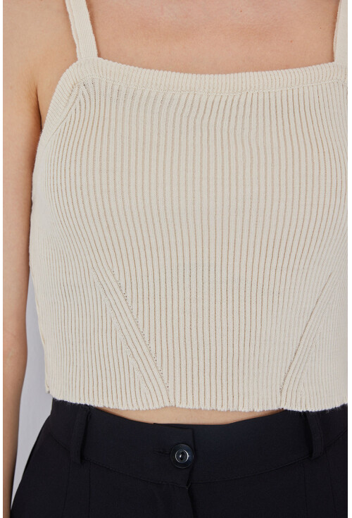 Kadın Askılı Crop Top Bluz 15934