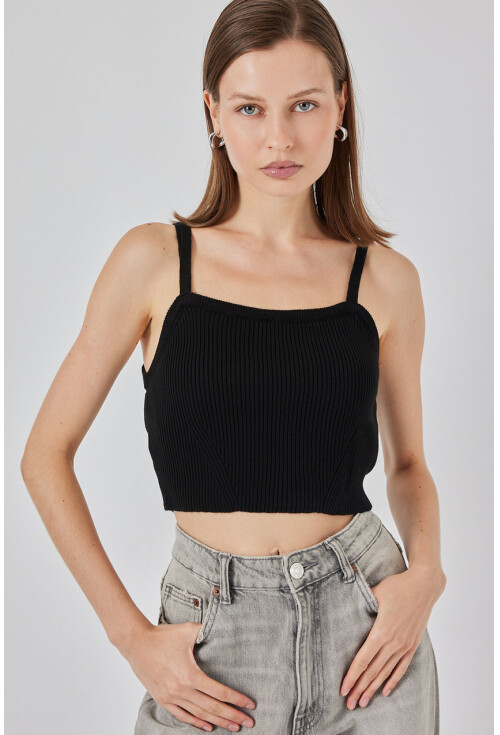 Kadın Askılı Crop Top Bluz 15934