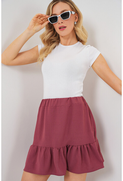 Kadın Ayrobin Mini Etek 8054