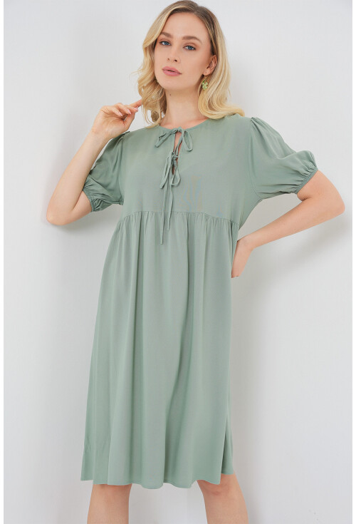 Kadın Bağcıklı Midi Elbise 2575