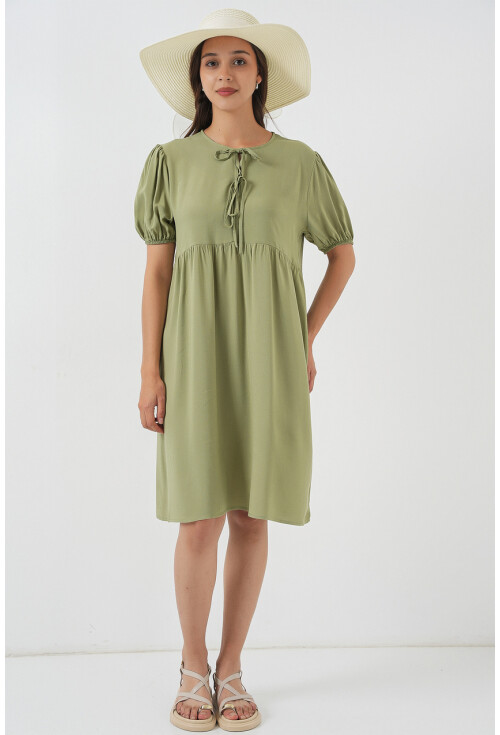 Kadın Bağcıklı Midi Elbise 2575