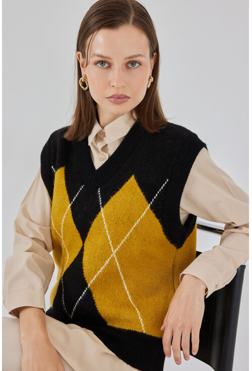 Kadın Baklava Desenli Süveter 15940