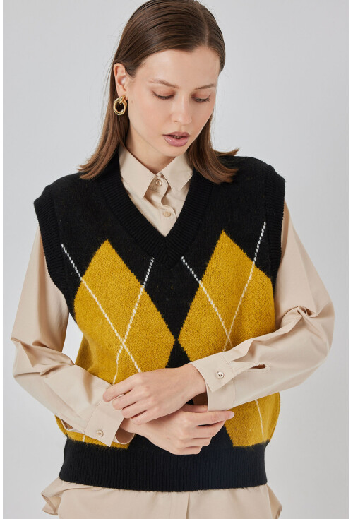 Kadın Baklava Desenli Süveter 15940