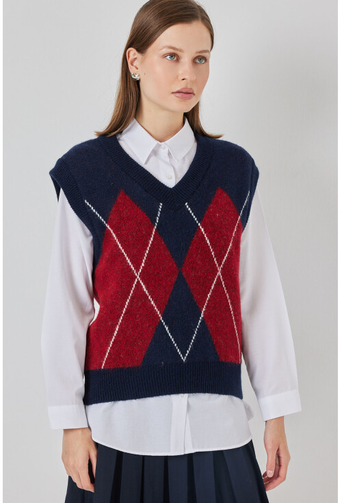 Kadın Baklava Desenli Süveter 15940