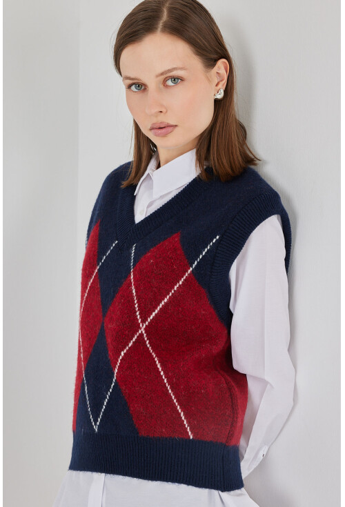 Kadın Baklava Desenli Süveter 15940