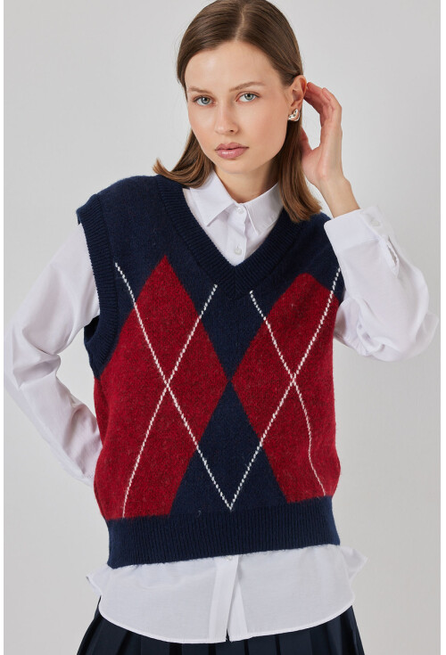 Kadın Baklava Desenli Süveter 15940