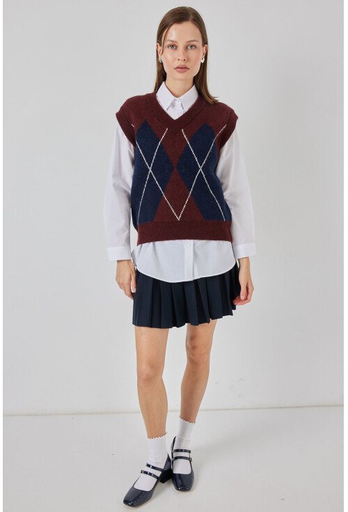 Kadın Baklava Desenli Süveter 15940