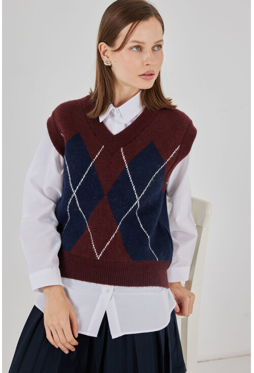 Kadın Baklava Desenli Süveter 15940