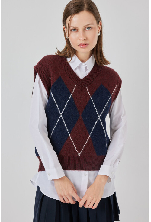 Kadın Baklava Desenli Süveter 15940