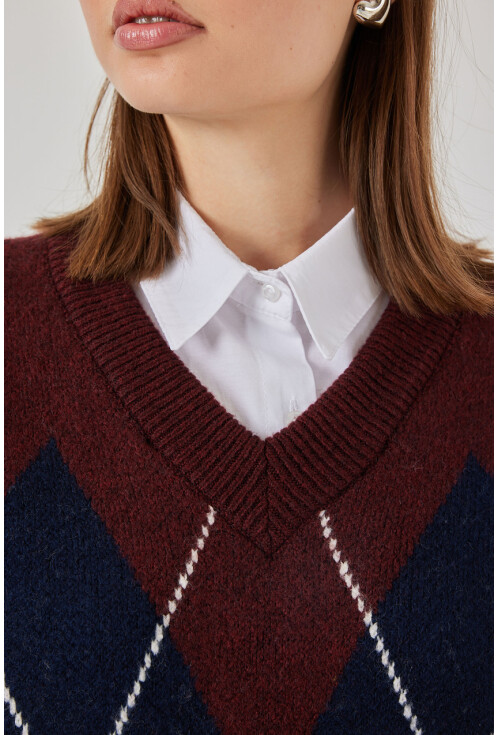 Kadın Baklava Desenli Süveter 15940