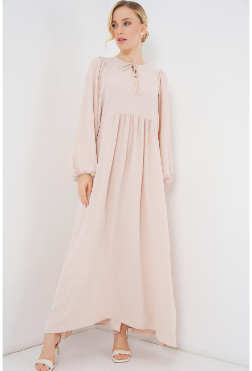 Kadın Balon Kol Uzun Tesettür Elbise 2464