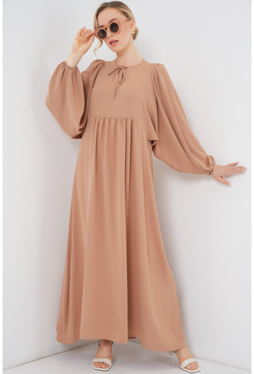 Kadın Balon Kol Uzun Tesettür Elbise 2464