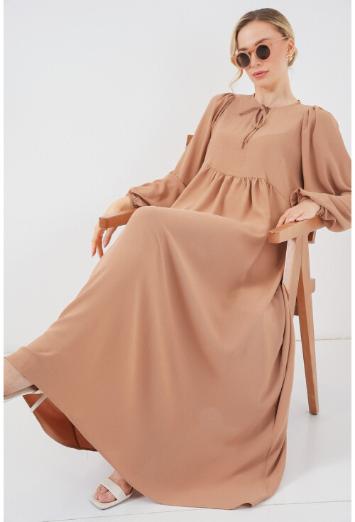 Kadın Balon Kol Uzun Tesettür Elbise 2464