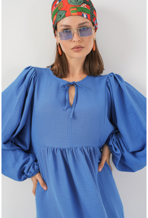 Kadın Balon Kol Uzun Tesettür Elbise 2464