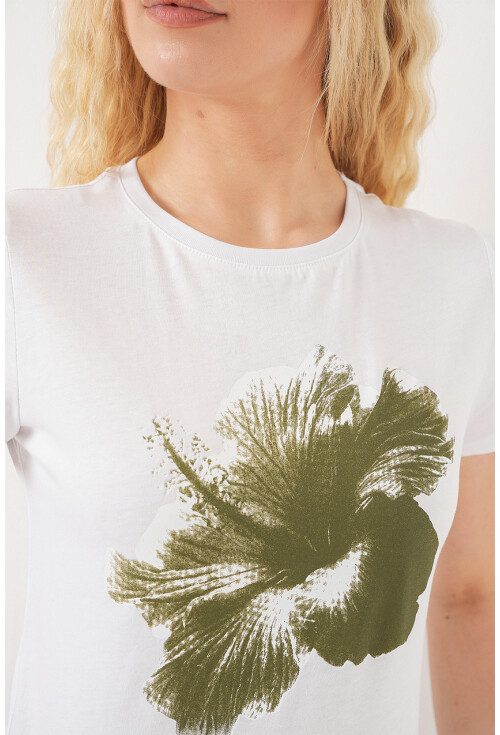 Kadın Baskılı Basic Tişört 4349