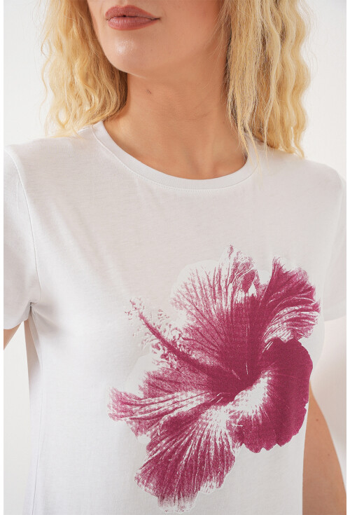 Kadın Baskılı Basic Tişört 4349