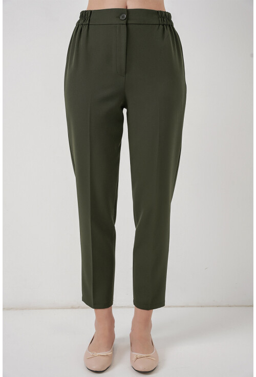 Kadın Beli Lastikli Kumaş Pantolon 30058