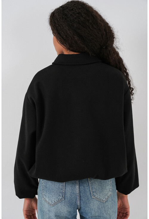 Kadın Büzgülü Oversize Kaşe Ceket 0728