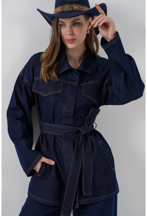 Kadın Ceket Pantolon Kot İkili Takım 30059