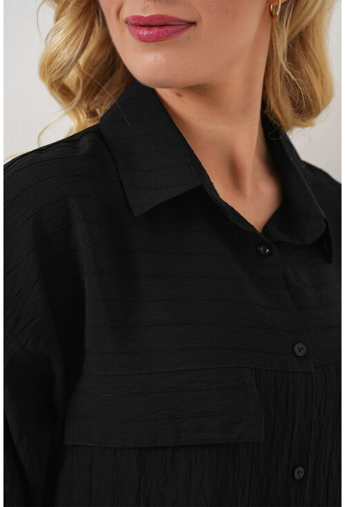 Kadın Cep Detaylı Kısa Kol Gömlek 20317