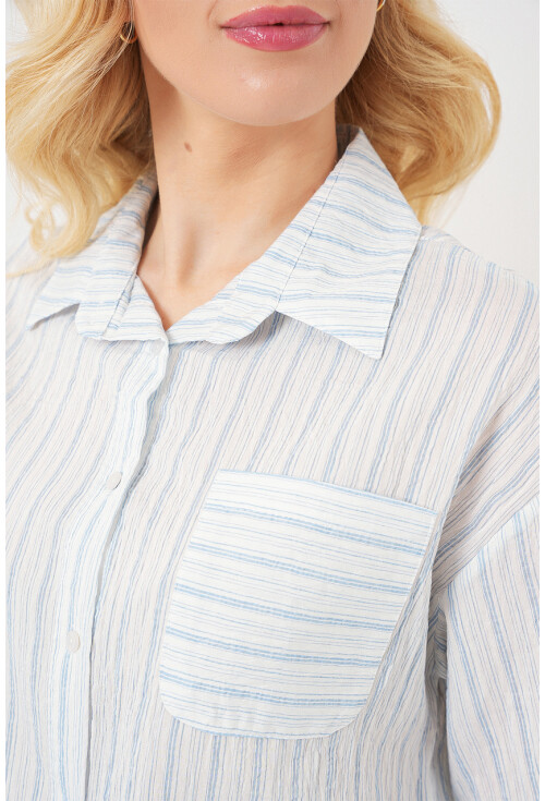 Kadın Çizgili Crop Gömlek 20342
