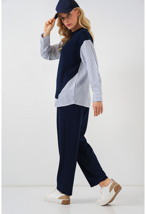 Kadın Çizgili Dokuma İkili Takım 6750