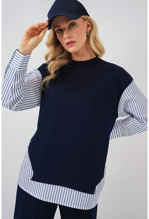 Kadın Çizgili Dokuma İkili Takım 6750