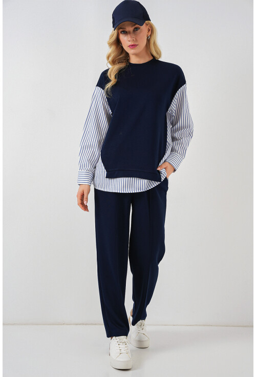 Kadın Çizgili Dokuma İkili Takım 6750