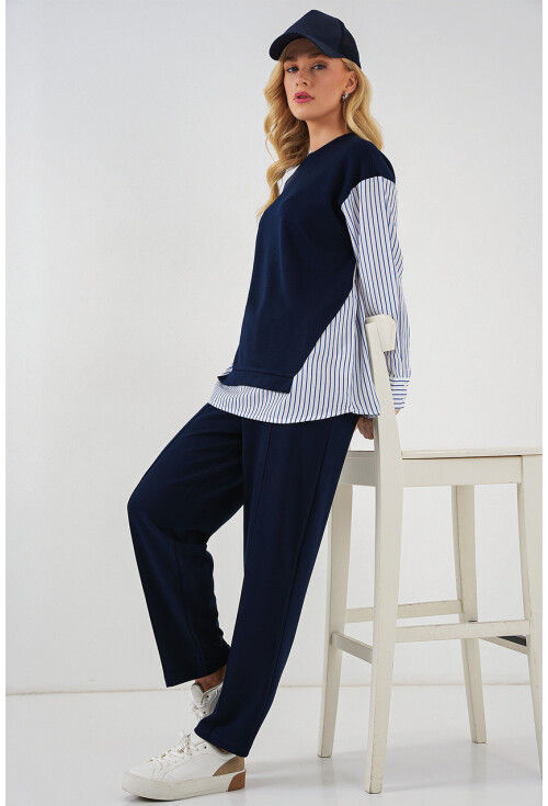 Kadın Çizgili Dokuma İkili Takım 6750